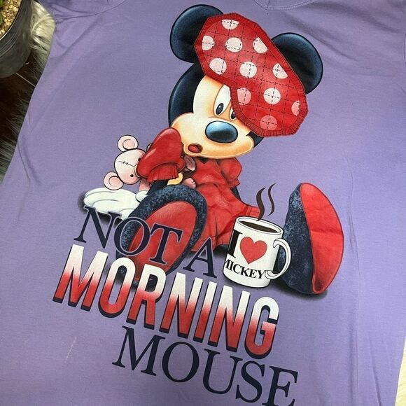 Disney Lavender “Not a morning mouse” long t shirt dress sz OSFM - Picture 2 of 6